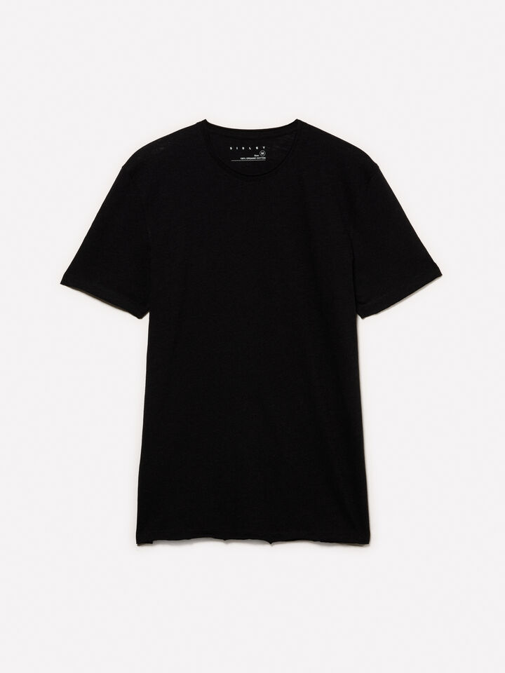 Black slim fit short sleeve t-shirt - men's short sleeve t-shirts - Black | Sisley image number 5